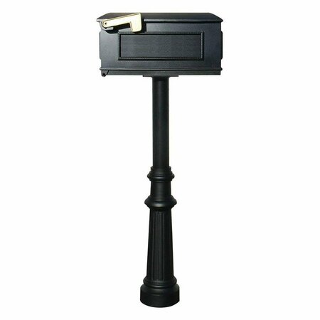 QUALARC The Hanford Single Black Mailbox Post System with Mounting Plate - 69 x 6.5 x 19 in. HPST1-700-E1